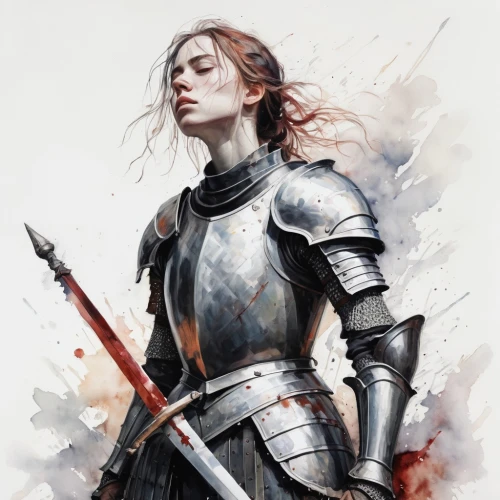 joan of arc,female warrior,swordswoman,warrior woman,knight,heroic fantasy,cuirass,knight armor,armour,heavy armour,armor,strong woman,crusader,templar,strong women,sci fiction illustration,warrior,paladin,armored,fantasy warrior,Illustration,Paper based,Paper Based 20