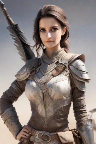 female warrior,joan of arc,massively multiplayer online role-playing game,warrior woman,swordswoman,fantasy woman,dark elf,sterntaler,heroic fantasy,fantasy warrior,paladin,breastplate,huntress,celtic queen,head woman,woman holding gun,female doctor,her,ammo,piper,Photography,Realistic