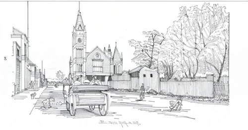 church towers,steeple,church hill,townscape,delft,church bells,line drawing,tongeren,moret-sur-loing,coloring page,street scene,covid-19,fredric church,opole,crosshatch,parish,thaxted,metz,oxford,aberdeen,Design Sketch,Design Sketch,Hand-drawn Line Art