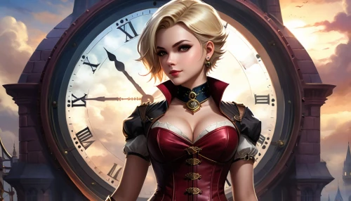 hourglass,clockmaker,steampunk,valentine clock,grandfather clock,ladies pocket watch,medieval hourglass,clock face,fairy tale icons,fairy tale character,tiber riven,queen of hearts,fantasy art,fantasy woman,watchmaker,clockwork,fantasy picture,sorceress,fantasy portrait,wall clock,Illustration,Realistic Fantasy,Realistic Fantasy 01