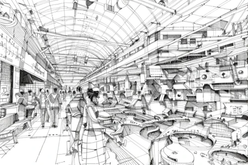 multistoreyed,wireframe,panopticon,wireframe graphics,panoramical,large market,paris shops,shopping mall,the market,kowloon city,toy store,mono-line line art,pencils,kirrarchitecture,large space,virtual world,shopping street,market,maze,virtual landscape,Design Sketch,Design Sketch,None