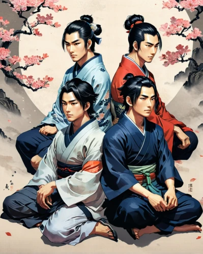the three magi,korean history,chinese art,korean culture,plum blossoms,three kings,chinese icons,soapberry family,oriental painting,kimchijeon,three flowers,wuchang,three wise men,kimonos,xing yi quan,chonmage,asian culture,hwachae,game illustration,holy three kings,Illustration,Japanese style,Japanese Style 09