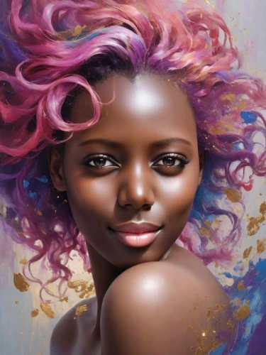 mystical portrait of a girl,afro american girls,world digital painting,fantasy portrait,afro-american,african woman,afro american,oil painting on canvas,fantasy art,afroamerican,digital painting,african american woman,girl portrait,medusa,artist color,black woman,colour pencils,beautiful african american women,art painting,african art,Photography,Cinematic