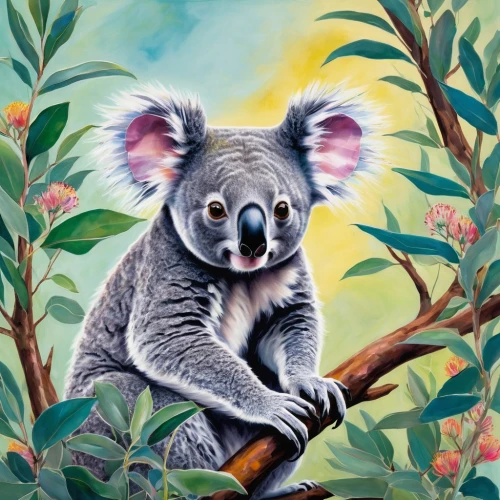 koala,koalas,eucalyptus,cute koala,koala bear,marsupial,madagascar,macropus giganteus,australian wildlife,sleeping koala,cangaroo,bradypus pygmaeus,lemur,macropus rufogriseus,artocarpus,khokhloma painting,cub,indri,tree sloth,aussie,Illustration,Abstract Fantasy,Abstract Fantasy 16