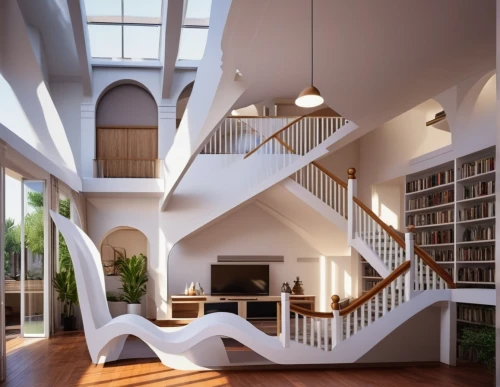 spiral stairs,winding staircase,circular staircase,spiral staircase,staircase,wooden stairs,outside staircase,loft,steel stairs,bookshelves,interior modern design,frame house,stair,stairs,contemporary decor,attic,cubic house,two story house,structural plaster,stairwell,Photography,General,Realistic