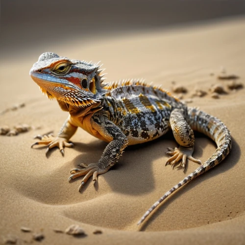 malagasy taggecko,collared lizard,desert iguana,desert horned lizard,coast horned lizard,greater short-horned lizard,turkish gecko,eastern water dragon lizard,fringe-toed lizard,horned lizard,common collared lizard,west african dwarf crocodile,namib,whiptail,western whiptail,eastern water dragon,plains spadefoot,caiman lizard,beaked toad,banded geckos,Conceptual Art,Oil color,Oil Color 06