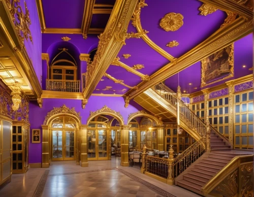 europe palace,château de chambord,gold and purple,gold castle,art nouveau,royal interior,crown palace,orsay,hotel de cluny,royal castle of amboise,purple and gold,entrance hall,chateau margaux,hallway,art nouveau design,grand master's palace,mansion,casa fuster hotel,peterhof palace,marble palace,Photography,General,Realistic