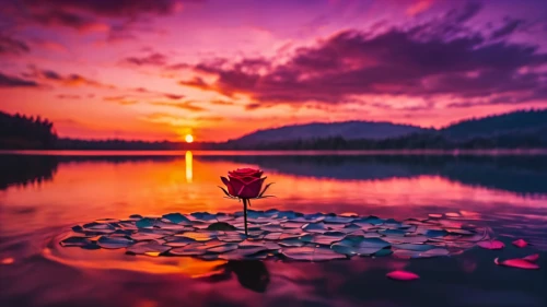 lotus on pond,flower in sunset,water lotus,pink water lilies,pond flower,lily pads,pink water lily,lotuses,red water lily,lotus flower,sacred lotus,lotus effect,lotus flowers,lotus hearts,lotus pond,flower water,lotus blossom,stone lotus,water lily,lily pond,Photography,General,Fantasy