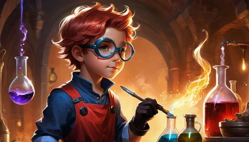 potions,chemist,potter,potion,apothecary,candlemaker,alchemy,sci fiction illustration,bunsen burner,harry potter,chemical laboratory,reagents,scientist,professor,watchmaker,researcher,distillation,librarian,potter's wheel,beaker,Illustration,Realistic Fantasy,Realistic Fantasy 01