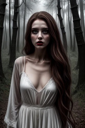 vampire woman,gothic portrait,vampire lady,the enchantress,gothic woman,dead bride,mystical portrait of a girl,fantasy portrait,dark art,dryad,the night of kupala,image manipulation,faery,scared woman,faerie,fantasy picture,rusalka,photomanipulation,haunted forest,fantasy art