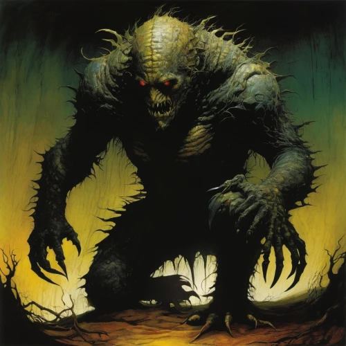 wolfman,krampus,hag,flesh eater,bogeyman,daemon,supernatural creature,ghoul,harvestman,goblin,the thing,child monster,werewolf,green goblin,frighten,harvestmen,iridigorgia,ork,monster,orc,Illustration,Realistic Fantasy,Realistic Fantasy 29