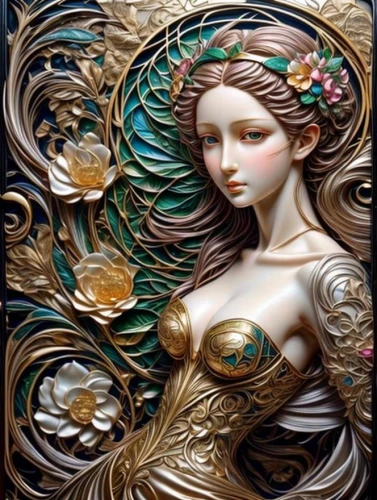art nouveau,art nouveau frame,art nouveau design,gold foil mermaid,gold foil art,faery,dryad,art nouveau frames,gold filigree,fantasy art,golden wreath,glass painting,decorative art,carved wood,faerie,wood carving,gilding,boho art,girl in a wreath,gold leaf