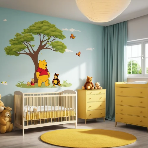 nursery decoration,baby room,kids room,children's bedroom,nursery,boy's room picture,children's room,baby changing chest of drawers,room newborn,infant bed,baby bed,honey bee home,the little girl's room,changing table,pacifier tree,children's background,wall sticker,butterfly clip art,children's interior,canopy bed