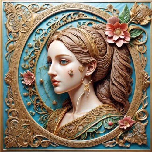 art nouveau,art nouveau frame,art nouveau frames,art nouveau design,mucha,fantasy portrait,boho art,zodiac sign libra,virgo,art painting,oil painting on canvas,gold foil art,mystical portrait of a girl,flora,art deco frame,zodiac sign gemini,decorative art,faery,fantasy art,rococo