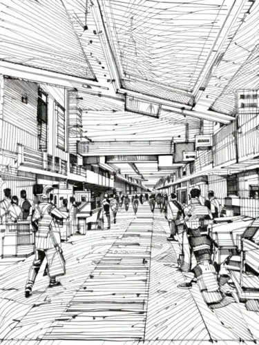 mono-line line art,the market,kowloon city,shopping mall,large market,shopping street,market introduction,wireframe graphics,osaka station,urban design,wireframe,mono line art,market,food court,covered market,pen drawing,multistoreyed,shopping center,upper market,animal line art,Design Sketch,Design Sketch,None