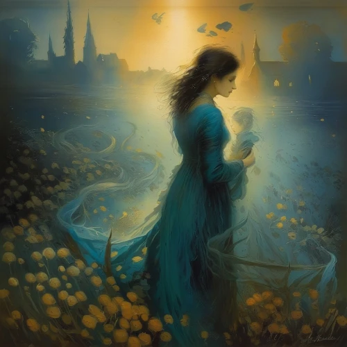 fantasy picture,romantic scene,fairy tale,girl with a dolphin,girl on the river,cinderella,romantic portrait,a fairy tale,blue rose,transistor,merida,fantasy portrait,children's fairy tale,fairytale,fantasia,fantasy art,fairy tale character,enchanted,fairytales,fairy tales,Illustration,Realistic Fantasy,Realistic Fantasy 16