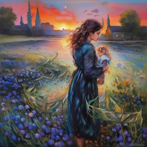 girl picking flowers,girl with dog,girl in flowers,church painting,girl in the garden,picking flowers,girl praying,la violetta,the lavender flower,shepherd romance,girl with a dolphin,oil painting on canvas,oil painting,flower in sunset,the good shepherd,lavender field,holding flowers,girl with bread-and-butter,holy family,hyacinths,Illustration,Paper based,Paper Based 04