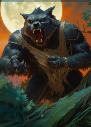 werewolves,werewolf,wolfman,kong,minotaur,leopard's bane,canis panther,king kong,game illustration,devilwood,boar,snarling,feral,druid,druids,druid stone,tasmanian devil,panther,bear guardian,krampus,Conceptual Art,Fantasy,Fantasy 05