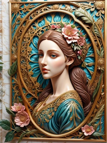 art nouveau frame,art nouveau frames,girl in a wreath,art nouveau,rose wreath,golden wreath,art nouveau design,laurel wreath,decorative frame,wreath of flowers,flora,floral wreath,art deco frame,floral frame,frame flora,fantasy portrait,merida,blooming wreath,copper frame,virgo