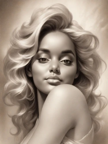 digital painting,fantasy portrait,world digital painting,romantic portrait,airbrushed,charcoal pencil,charcoal drawing,pencil drawings,digital art,girl drawing,graphite,photo painting,sepia,pencil drawing,marilyn,fashion illustration,digital drawing,hand digital painting,gardenia,digital artwork,Digital Art,Pencil Sketch