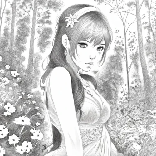 lotus art drawing,japanese sakura background,lily of the field,springtime background,jasmine blossom,spring background,forest flower,girl in the garden,girl in flowers,lilly of the valley,in the forest,lily of the valley,forest background,sakura background,forest clover,fairy tale character,jasmine,white blossom,summer jasmine,sakura flower,Design Sketch,Design Sketch,Character Sketch