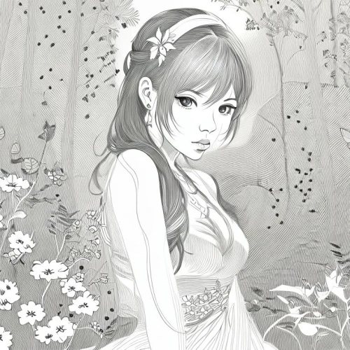 lotus art drawing,jasmine blossom,fairy tale character,flower fairy,girl in flowers,lily of the field,flora,flower line art,rose flower illustration,japanese sakura background,lilly of the valley,jasmine,floral background,jane austen,lily of the valley,japanese floral background,flower girl,nami,garden fairy,vintage drawing,Design Sketch,Design Sketch,Character Sketch
