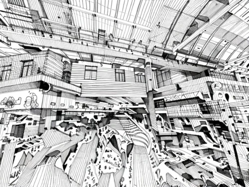 panoramical,panopticon,stock exchange,trading floor,escher,large market,the market,virtual landscape,tokyo station,osaka station,fractal environment,metropolis,under the moscow city,wireframe graphics,multistoreyed,distorted,shopping mall,kamppi,principal market,fragmentation,Design Sketch,Design Sketch,None