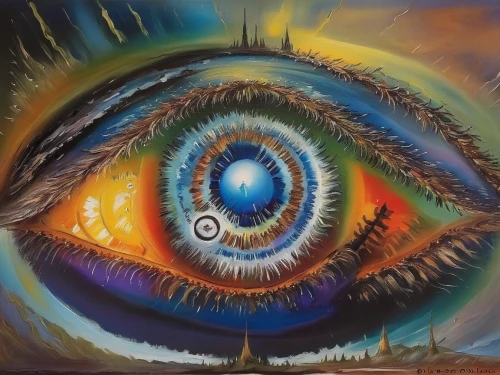 cosmic eye,third eye,peacock eye,eye ball,all seeing eye,psychedelic art,abstract eye,eye,oil painting on canvas,ojos azules,the eyes of god,oil on canvas,eyeball,eye cancer,sun eye,hypnotized,the blue eye,painting technique,glass painting,chalk drawing,Illustration,Paper based,Paper Based 04