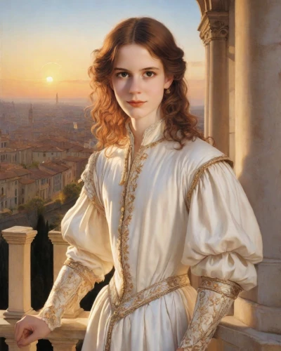 romantic portrait,portrait of a girl,la violetta,emile vernon,girl in a historic way,joan of arc,venetia,portrait of a woman,baroque angel,portrait of christi,renaissance,palatine hill,vittoriano,angel moroni,mystical portrait of a girl,cepora judith,accolade,lilian gish - female,young woman,a charming woman,Digital Art,Classicism