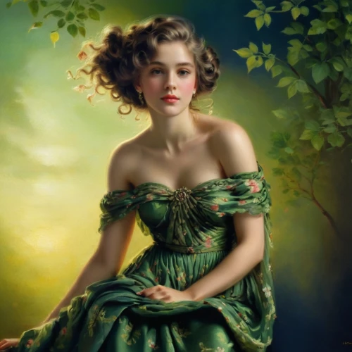 emile vernon,fantasy portrait,girl with tree,girl in a wreath,romantic portrait,mystical portrait of a girl,young woman,linden blossom,world digital painting,vintage female portrait,dryad,vintage woman,faery,girl in the garden,fairy tale character,young lady,portrait of a girl,girl in a long dress,portrait background,background ivy,Photography,Fashion Photography,Fashion Photography 17