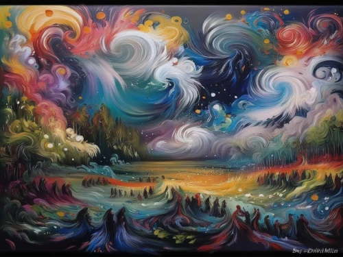 psychedelic art,northen lights,oil painting on canvas,unicorn art,norther lights,abstract painting,abstract artwork,the northern lights,art painting,northern light,oil on canvas,northernlight,aurora borealis,space art,northern lights,nothern lights,dreamland,rainbow waves,harmony of color,fantasy art,Illustration,Paper based,Paper Based 04