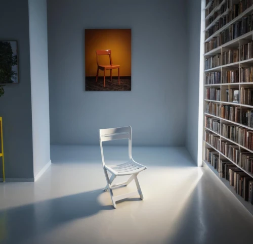 chair,reading room,bookcase,armchair,bookshelf,table and chair,chair png,bookshelves,chairs,art gallery,rocking chair,chair circle,white room,study room,old chair,danish furniture,wing chair,easel,the living room of a photographer,office chair