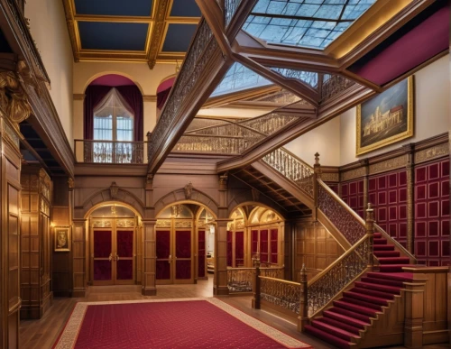 art nouveau,staircase,entrance hall,outside staircase,royal interior,art nouveau design,winding staircase,circular staircase,hallway,stately home,ornate,ornate room,stairwell,hotel de cluny,hall,wade rooms,stairway,victorian,treasure hall,europe palace,Photography,General,Realistic