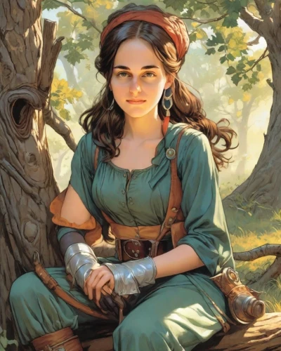 fantasy portrait,girl with bread-and-butter,girl with tree,girl in a historic way,artemisia,young woman,girl picking apples,biblical narrative characters,a charming woman,celtic queen,bunches of rowan,lilian gish - female,game illustration,portrait of a girl,fantasy woman,woman holding pie,wood elf,fantasy art,the enchantress,musketeer,Digital Art,Comic