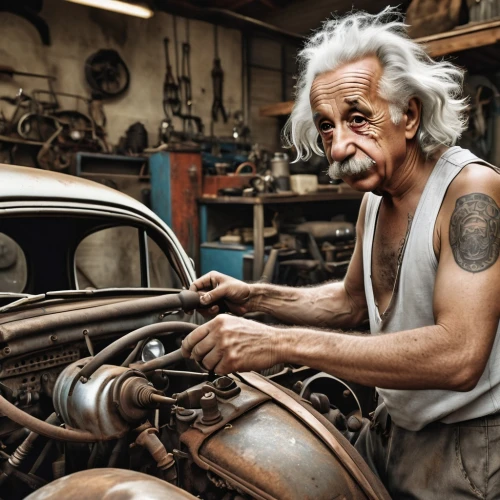 auto repair,automobile repair shop,car mechanic,craftsman,auto repair shop,auto mechanic,car repair,mechanic,bicycle mechanic,automotive care,metalsmith,scrap iron,volkswagen beetle,car-parts,scrap dealer,buick y-job,blacksmith,pensioner,elderly man,usa old timer