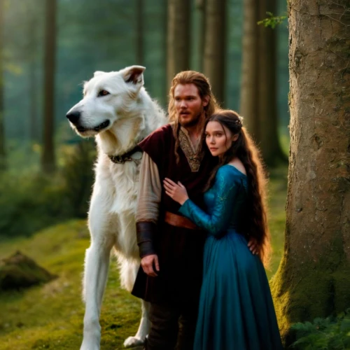 landseer,wolf couple,shepherd romance,carpathian shepherd dog,a fairy tale,white shepherd,bohemian shepherd,white rose snow queen,birch family,fairy tale,two wolves,eternal snow,fairytale,king arthur,thorin,wolves,fantasy picture,swath,camelot,ninebark