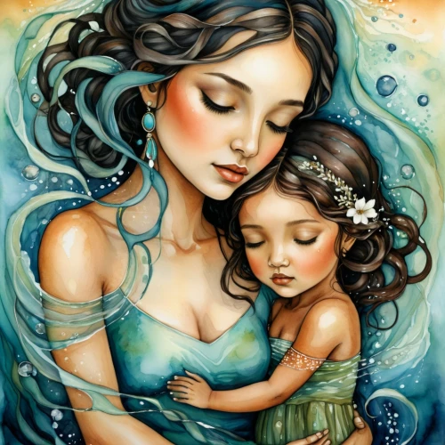 capricorn mother and child,little girl and mother,mother with child,motherhood,mother and child,mother and daughter,mother earth,water nymph,mermaids,mother and infant,believe in mermaids,mother's,mother-to-child,mother with children,water pearls,baby bathing,water rose,mother,little mermaid,mother and baby,Conceptual Art,Daily,Daily 34