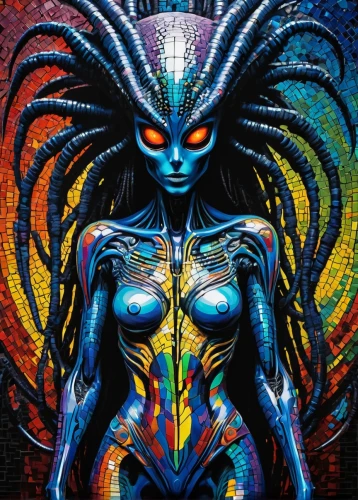 neon body painting,psychedelic art,shamanic,shiva,voodoo woman,kundalini,bodypaint,nebula guardian,bodypainting,aura,tantra,shaman,tribal,avatar,sacred art,uv,pachamama,zodiac sign gemini,alien warrior,medusa,Art,Artistic Painting,Artistic Painting 42