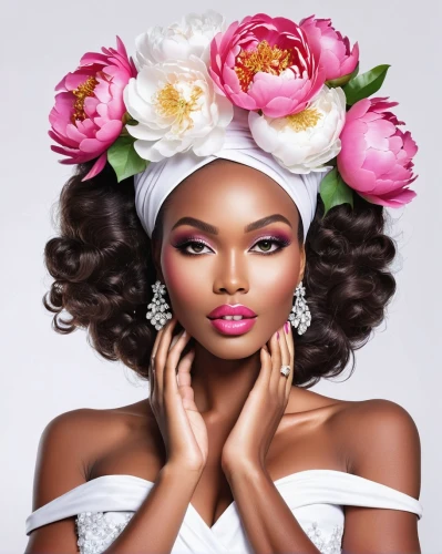 beautiful african american women,african daisies,artificial hair integrations,camellias,beautiful bonnet,women's cosmetics,african american woman,camellia,gardenia,west indian jasmine,blooming roses,magnolia,camellia blossom,pink magnolia,flower girl,nigeria woman,natural cosmetics,afro american girls,flower hat,wild roses,Illustration,Paper based,Paper Based 09