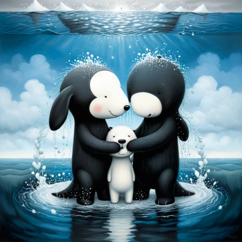 yinyang,cute cartoon image,puppy love,snoopy,watery heart,love in air,dog in the water,the dog a hug,melting heart,yin-yang,yin yang,love couple,cute animals,couple in love,dog illustration,love story,canina,water dog,companionship,togetherness,Illustration,Abstract Fantasy,Abstract Fantasy 22