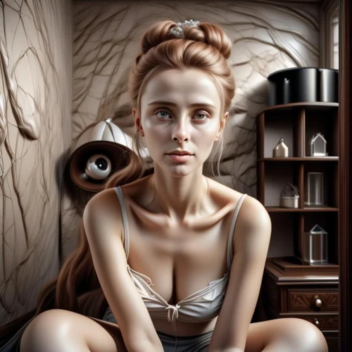 girl with bread-and-butter,girl with cereal bowl,woman drinking coffee,girl in the kitchen,world digital painting,digital painting,woman thinking,young woman,girl in cloth,fantasy portrait,girl with cloth,milkmaid,girl in bed,woman sitting,woman on bed,oil painting,portrait of a girl,bodypainting,girl in a long,girl portrait