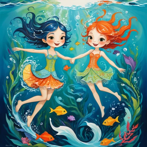 mermaids,underwater background,mermaid background,believe in mermaids,mermaid vectors,under the sea,under sea,let's be mermaids,underwater world,sea-life,underwater,synchronized swimming,undersea,under the water,water pearls,ocean background,ocean underwater,kawaii people swimming,under water,two fish,Illustration,Abstract Fantasy,Abstract Fantasy 13