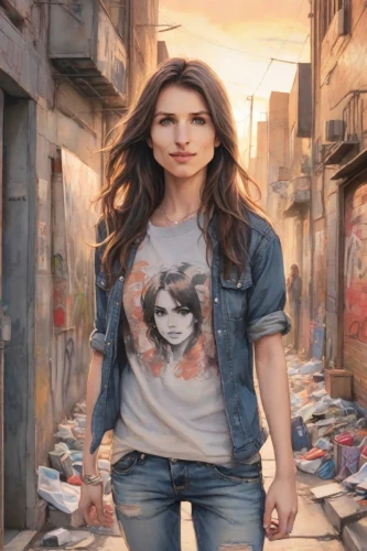 girl in t-shirt,wonder woman city,isolated t-shirt,world digital painting,girl in a historic way,photo painting,photo session in torn clothes,woman walking,girl walking away,digital compositing,image manipulation,tshirt,photoshop manipulation,hollywood actress,girl with a gun,city ​​portrait,print on t-shirt,portrait background,wonderwoman,girl with gun,Digital Art,Watercolor