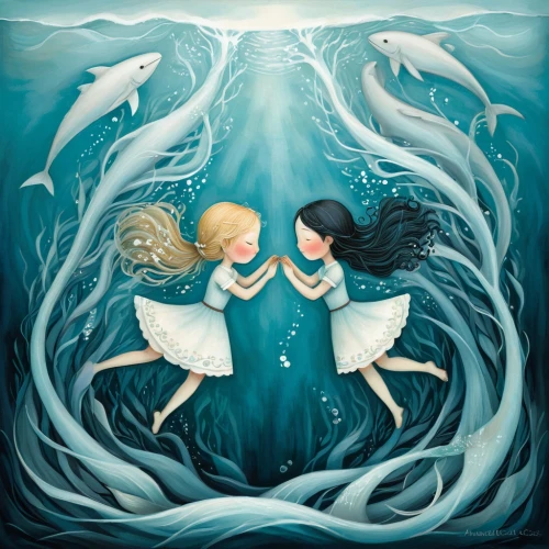 mermaids,believe in mermaids,mermaid background,tour to the sirens,the three graces,sirens,the zodiac sign pisces,let's be mermaids,children's fairy tale,the snow queen,fairies aloft,gemini,mirror of souls,mermaid vectors,pisces,watery heart,constellation swan,celtic woman,the sea maid,fairytales,Illustration,Abstract Fantasy,Abstract Fantasy 02