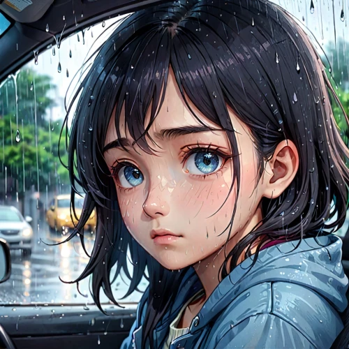 in the rain,rainy,girl in car,girl washes the car,rainy day,rain,girl and car,walking in the rain,blue rain,rainy season,raindrops,car window,rainy weather,raining,umbrella,rain shower,light rain,rains,rain drops,worried girl,Anime,Anime,General