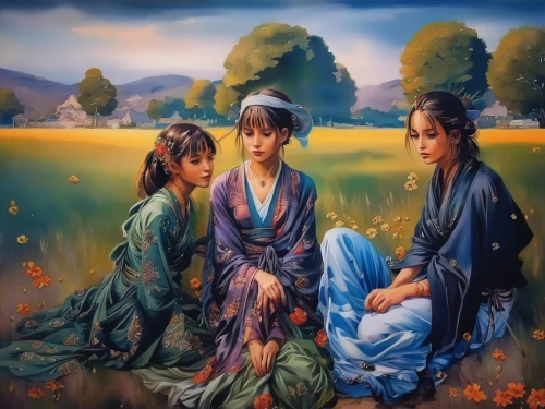 chinese art,mother with children,mother and children,viet nam,oil painting on canvas,holy family,oriental painting,the mother and children,vietnamese woman,korean culture,nomadic children,khokhloma painting,art painting,oil painting,japanese art,dongfang meiren,kyrgyz,asian culture,inner mongolian beauty,the three magi,Illustration,Paper based,Paper Based 04