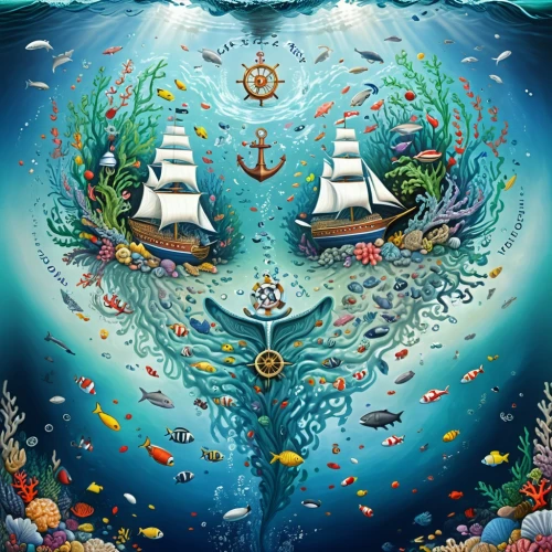 ocean pollution,under the sea,sea fantasy,under sea,fruits of the sea,coral reef,the bottom of the sea,sea-life,underwater background,mermaid background,ocean background,aquarium,nautical banner,marine biology,ocean floor,ocean paradise,house of the sea,waterglobe,aquarium inhabitants,open sea,Illustration,Realistic Fantasy,Realistic Fantasy 19