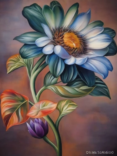 flower painting,cloves schwindl inge,african daisies,passionflower,oil painting on canvas,oil painting,african daisy,south african daisy,flower art,marguerite,oil on canvas,windflower,barberton daisies,carol colman,flower illustration,flower illustrative,floral composition,lotus blossom,passiflora,flora,Illustration,Paper based,Paper Based 04