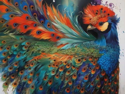 peacock,fairy peacock,blue peacock,bird painting,male peacock,phoenix rooster,rosella,blue parrot,colorful birds,peacock feathers,ornamental bird,peacocks carnation,an ornamental bird,color feathers,glass painting,decoration bird,guacamaya,perico,peafowl,feathers bird,Illustration,Paper based,Paper Based 04