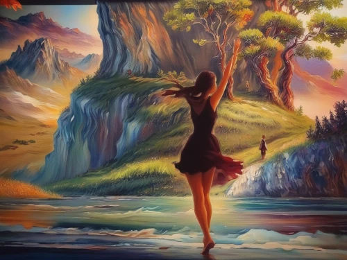 dance with canvases,half lotus tree pose,ballerina in the woods,oil painting,art painting,ballerina girl,oil painting on canvas,dancer,leap for joy,fabric painting,figure skating,little girl twirling,girl with tree,ballet dancer,artistic gymnastics,khokhloma painting,painting technique,photo painting,world digital painting,ballet pose,Illustration,Paper based,Paper Based 04